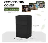 Square Fire Cover 21x21x33 Inch Waterproof Heavy Duty Oxford Gas Firepit Shield Tearproof Fade Resistant Outdoor Furniture(420D)