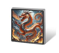 Square Fire Dragon Lapel Pin Metal Brooch Personalized Novelty Pin Cute Button Badge Safety Pin Fashion Jewelry Accessories Gift for Clothes Hat Backpack Bag
