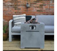 Square Fire Pit Concrete Effect Gas Fire Pit Table Outdoor Garden Patio Heater