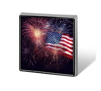 Square Firework American Flag Brooch Classic Mini Pin 0.7 Inch Aluminum Alloy Lapel Pin Personalized Button Badge for Backpack Hat Suit Jacket Clothing Decoration