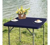 Square Fitted Table Cover Elastic Tablecloth 3ft Stretch Spandex Table Top Cover for Dining Indoor Outdoor Party Navy 36X36 Inch