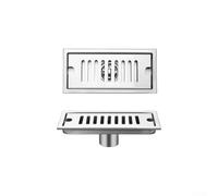 Square Floor Drain, Stainless Steel Rectangle Floor Drain Filter With Double-Layer Filtration And Removable Top Cover, For Bathroom, Kitchen, Toilet(10cm x 20cm)