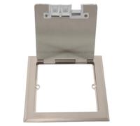 Square Floor Outlet Cover Plate Stainless Steel for Electrical Boxes | Recessed Hidden Design, Modern Silver Finish, Flush Look, for Installers and Facility Teams