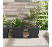 vidaXL Square Flower Pot 24 pcs Black 28.5 x 28.5 x 22 cm Plastic