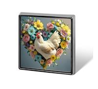 Square Flower Heart Chicken Brooch Classic Mini Pin 0.7 Inch Aluminum Alloy Lapel Pin Personalized Button Badge for Backpack Hat Suit Jacket Clothing Decoration