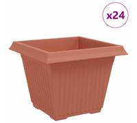 vidaXL Square Flower Pot 24 pcs Brick Red 33 x 33 x 26 cm Plastic