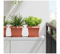 Square Flower Pots 6pcs Brick Red Plastic 23x23x17.5cm Drainage Indoor/Outdoor