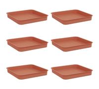 vidaXL Square Flower Tray, 24 Pieces, Black, 21 x 21 x 2 cm, Stylish Square Flower Pot, Lightweight Outdoor Container, Modern Balcony, Practical Flower Display, Easy to Clean