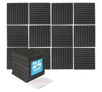 Square Foam Acoustic Panels - 2.5 x 30 x 30cm - Black - Pack of 24 Harbour Housewares Black One Size
