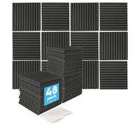 Square Foam Acoustic Panels - 2.5 x 30 x 30cm - Black - Pack of 48 Harbour Housewares Black One Size
