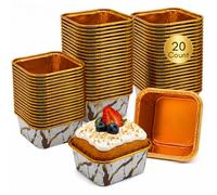 Square Foil Cupcake Cases 6.5cm Greaseproof Muffin Liners | 20 Pack | Greaseproof foil liners · square 6.5x6.5cm · holds shape, no wrapper needed · weddings, birthdays, parties · White Gold