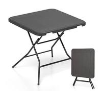 Square Folding Picnic Table 4-Person Patio Dining Table-Black 80 Cm