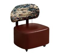 Square Foot Rest Stool with 360° Wheels, High-Resilience Sponge Padded Seat & Ergonomic Backrest, Modern Upholstered Shoe Changing Stool for Couch Living Room Office,31x29x26cm,Brown