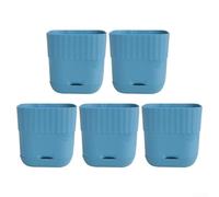 Square For Indoor Plant Pots Set of 5 with Drainage Features for Optimal Growth (blue)