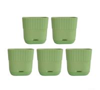 Square For Indoor Plant Pots Set of 5 with Drainage Features for Optimal Growth (green)