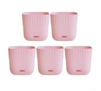 Square For Indoor Plant Pots Set of 5 with Drainage Features for Optimal Growth (pink)