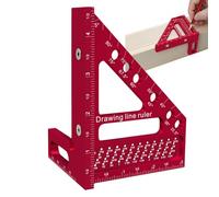 Square For Woodworking, Carpenter Framing Square Hole Scribing Ruler, 22.5-90 Degree Aluminum Alloy Line Drawing Tool for Crafting Carpentry Engineering Furniture Drawing Cabinets