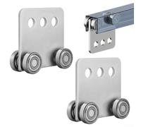 Square Four Wheel Roller Assembly for Sliding Cabinet and Wardrobe Doors Stainless Steel Design Supports High Load Capacity (2pcs)