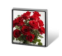 Square Fresh Red Roses Brooch Classic Mini Pin 0.7 Inch Aluminum Alloy Lapel Pin Personalized Button Badge for Backpack Hat Suit Jacket Clothing Decoration