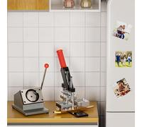 Square Fridge Magnet Maker Machine, Refrigerator Sticker Making Machine DIY Photo Magnet Press Machine+Paper Cutter+100/1000pcs Materials(63.5 * 63.5mm)