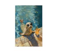 Square Fun Seal Canvas Poster Wall Art Decor Print Picture Paintings for Living Room Bedroom Decoration 12x18inch(30x45cm)