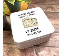 Square Funny Novelty Stinky Cheese Storage Blue Cheese Personalised Cheese Tin Personalised Gift | Custom Gift | Personalized Tin | Personalised Tins | Gift For Her | Gift For Him
