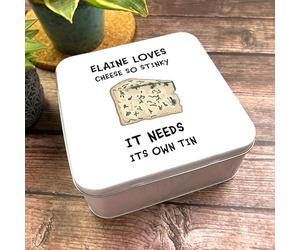 Square Funny Novelty Stinky Cheese Storage Blue Cheese Personalised Cheese Tin Personalised Gift | Custom Gift | Personalized Tin | Personalised Tins | Gift For Her | Gift For Him
