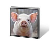 Square Funny Pig Lapel Pin Metal Brooch Personalized Novelty Pin Cute Button Badge Safety Pin Fashion Jewelry Accessories Gift for Clothes Hat Backpack Bag