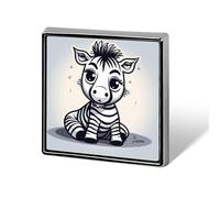 Square Funny Zebra Lapel Pin Metal Brooch Personalized Novelty Pin Cute Button Badge Safety Pin Fashion Jewelry Accessories Gift for Clothes Hat Backpack Bag