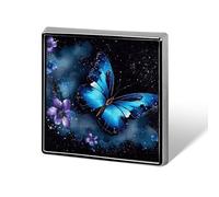 Square Galaxy Blue Butterfly Brooch Classic Mini Pin 0.7 Inch Aluminum Alloy Lapel Pin Personalized Button Badge for Backpack Hat Suit Jacket Clothing Decoration