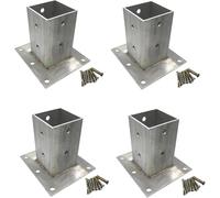 Square Galvanized Post Brackets 7x7 & 8x8 Inch 5" Height 4 Pack with Installation Accessories Universal Outdoor Garden Deck Fence Support Holders 7.9x7.9in/200x200mm