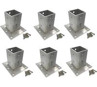 Square Galvanized Post Brackets for 7x7 & 8x8 Inch Posts6 Pack Universal Outdoor Garden Deck Fence Supports with Installation Accessories 5" Height 7.9x7.9in/200x200mm