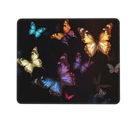 Square Gaming Mouse Pad Butterflies On Black Background Print Comfortable Mouse Mat Pad Rubber Anti Slip Base Computer Mouse Pads for Desk Computers Laptop Office