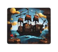 Square Gaming Mouse Pad Cartoon Pirate Ship Print Comfortable Mouse Mat Pad Rubber Anti Slip Base Computer Mouse Pads for Desk Computers Laptop Office 9.4"x7.9"