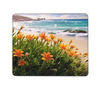 Square Gaming Mouse Pad Flowers at The Beach Print Comfortable Mouse Mat Pad Rubber Anti Slip Base Computer Mouse Pads for Desk Computers Laptop Office, Gaming 11.8"x9.8"