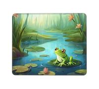 Square Gaming Mouse Pad Frog in A Pond Print Comfortable Mouse Mat Pad Rubber Anti Slip Base Computer Mouse Pads for Desk Computers Laptop Office 9.4"x7.9"