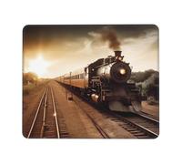 Square Gaming Mouse Pad Train and Railway Print Comfortable Mouse Mat Pad Rubber Anti Slip Base Computer Mouse Pads for Desk Computers Laptop Office, Gaming 9.4"x7.9"