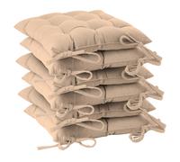 Square Garden Chair Seat Cushions Pack of 6 Harbour Housewares Natural One Size