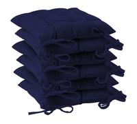 Harbour Housewares Navy Seat Pads for Dining Chairs - 40 x 40cm - Pack of 6 - Square Garden Chair Seat Cushions with Ties Soft Padded Pillow Indoor Kitchen Cushion Outdoor Patio Garden Chair Pads