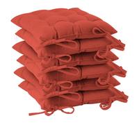 Square Garden Chair Seat Cushions Pack of 6 Harbour Housewares Red One Size