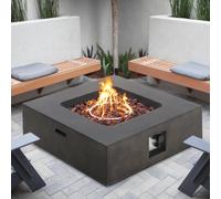 Square Gas Fire Pit Garden Patio Propane Firepit Heater W/Gas Regulator & Hose