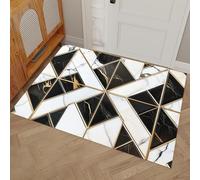 Square Geometric Door Mat, 60x90cm Non-Slip Washable Doormat, Black And White Marble Heavy Duty Welcome Dirt Trapper, Water Absorbent Floor Mat for Indoor Use, Front Entrance, Kitchen
