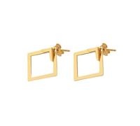 Square Geometric Double Ear Cuffs, Titanium Steel PVD Coated Stainless Steel Ear Climbers for No-Piercing Style