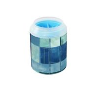 Square Geometric Plaid Stripe Embroidery Robin Blue Reusable Dog Foot Washer Soft Silicone Bristles Feet Bathing Brush for Small Medium Dogs & Cat Breeds regalo para perros