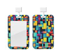 Square Geometry Diagram ABS ID Badge Holder with Lanyard, Slide Cover Waterproof Anti-Fouling, Durable for Work - Events