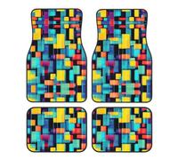 Square geometry diagram Car Foot Mat Four-Piece Set Durable Colorfast Smooth Comfort for Most Cars and Trucks