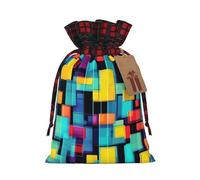 Square Geometry Diagram Holiday Printed Drawstring Pouch M, Polyester Holiday Storage Pouch With Tag