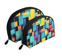 Square geometry diagram Portable Bags Clutch Pouch.2-Piece Makeup Bag Set, Large & Small Travel Cosmetic Pouches