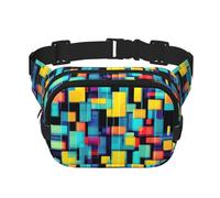 Square Geometry Diagram Square Double-Layer Waist Bag for Outdoor Activities Such as Sports, Travel, Hiking, Cycling