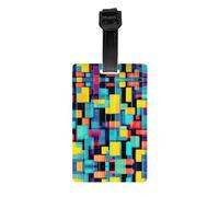 Square Geometry Diagram Travel Printed PVC Luggage Tag Anti Lost Label with Removable Wristband Portable Bag Accessory